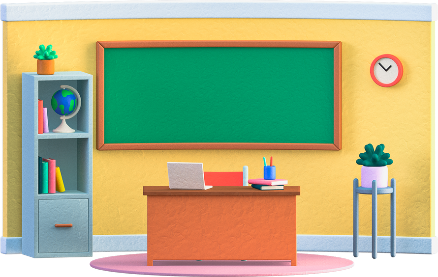 3D Teacher And Student Classroom Scene